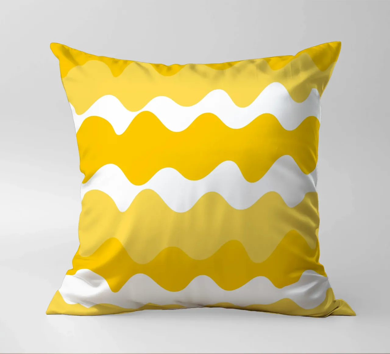 Yellow horizontal wavy gradient cuscino da baobabprintstore