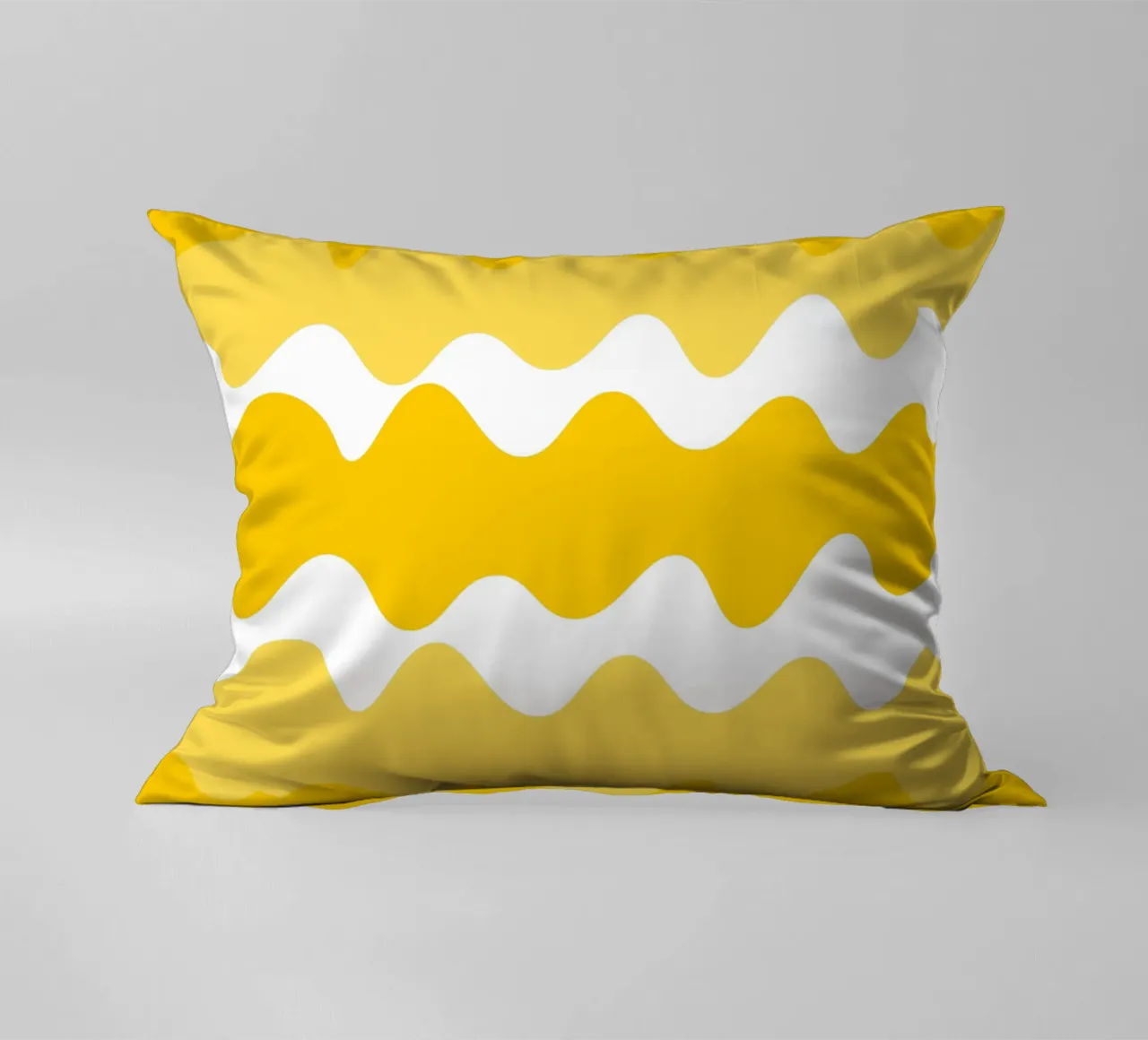 Yellow horizontal wavy gradient cuscino da baobabprintstore