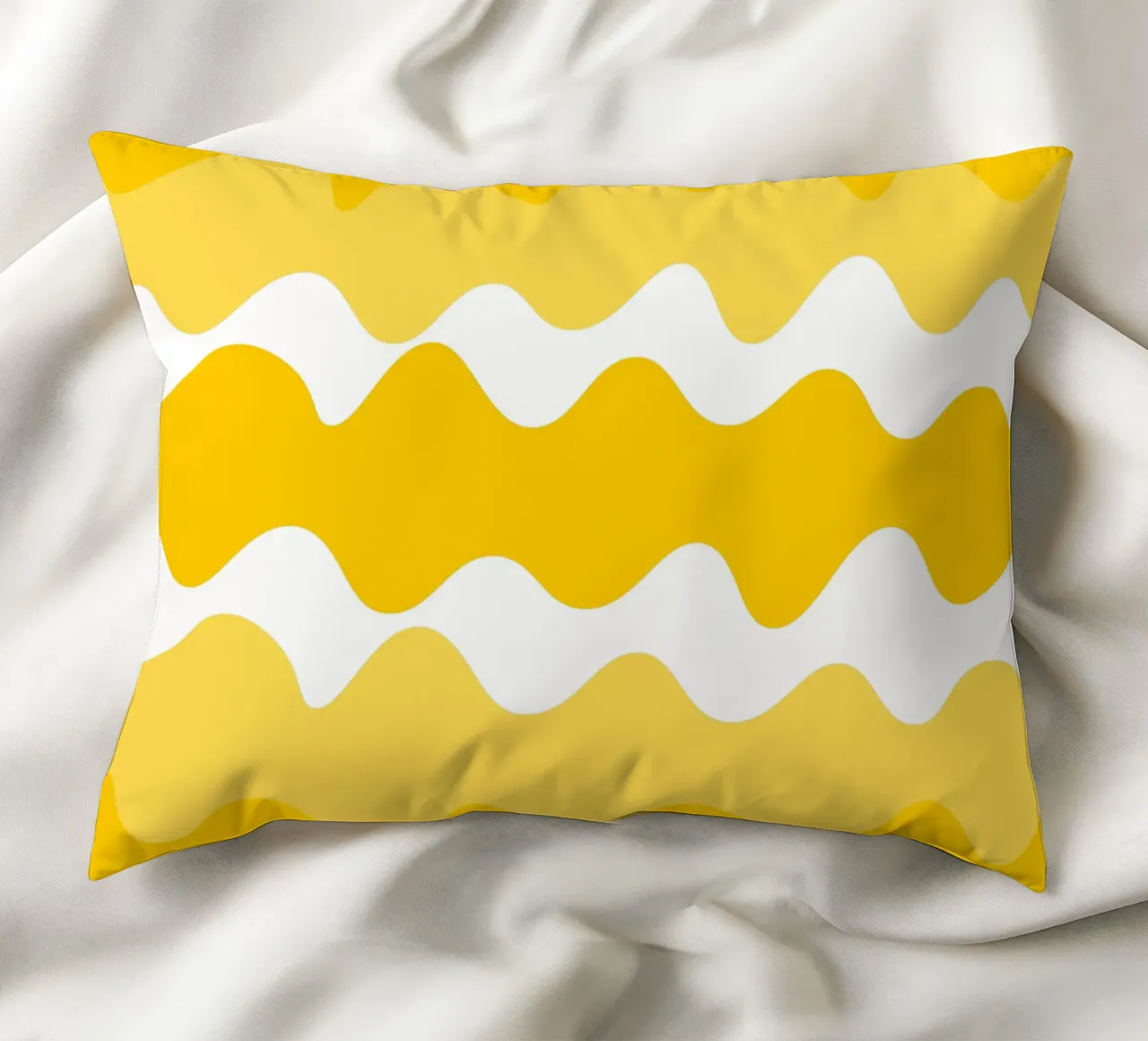 Yellow horizontal wavy gradient cuscino da baobabprintstore