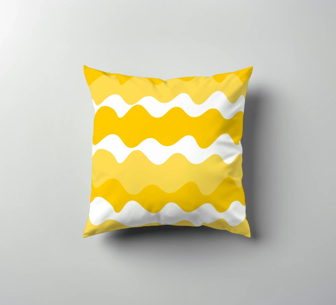 Yellow horizontal wavy gradient cuscino da baobabprintstore
