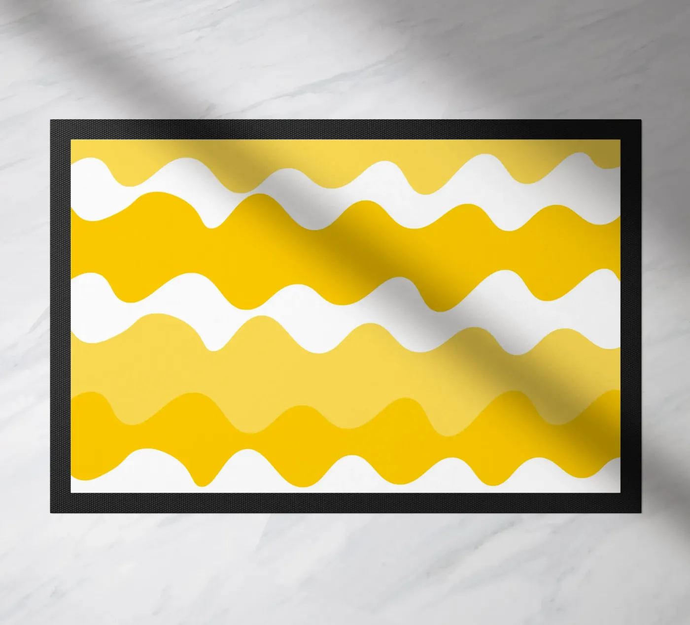 Yellow horizontal wavy gradient deurmat van baobabprintstore