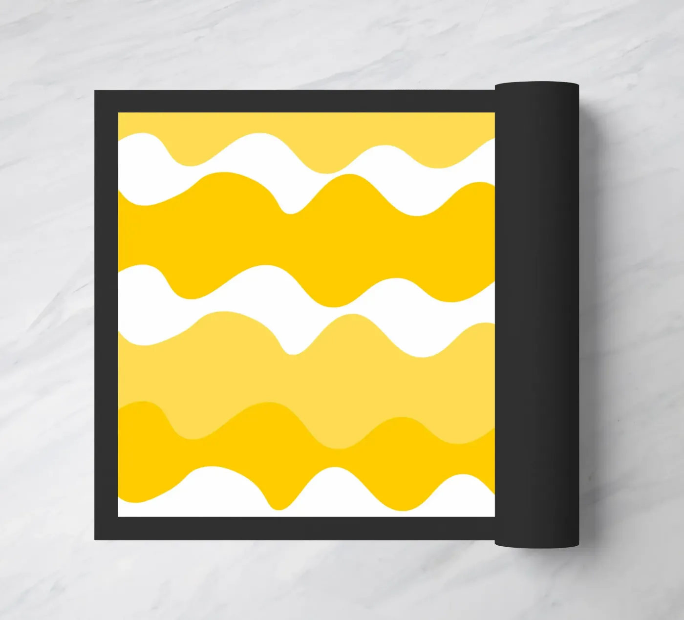 Yellow horizontal wavy gradient deurmat van baobabprintstore