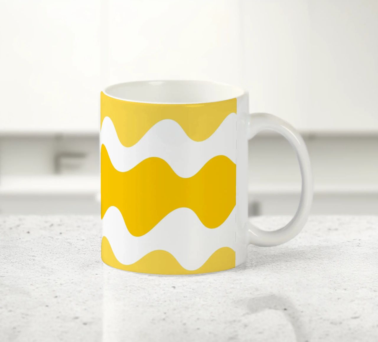 Yellow horizontal wavy gradient tazza in ceramica da baobabprintstore