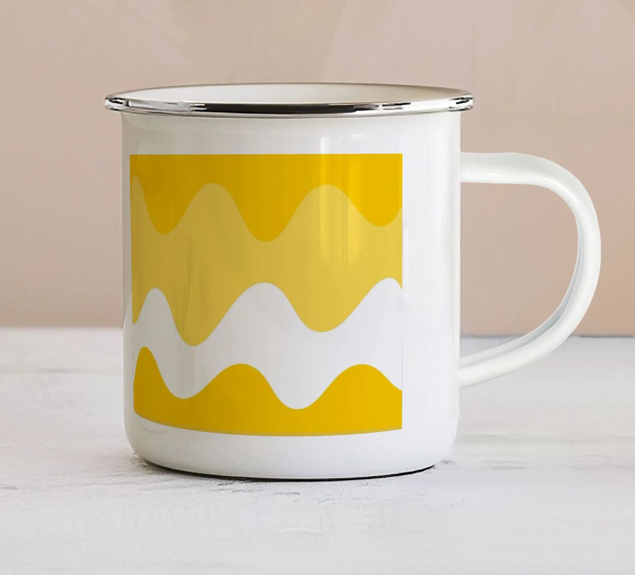 Yellow horizontal wavy gradient tazza in smalto da baobabprintstore