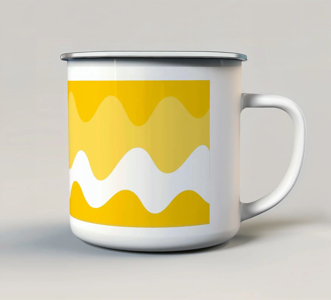 Yellow horizontal wavy gradient tazza in smalto da baobabprintstore