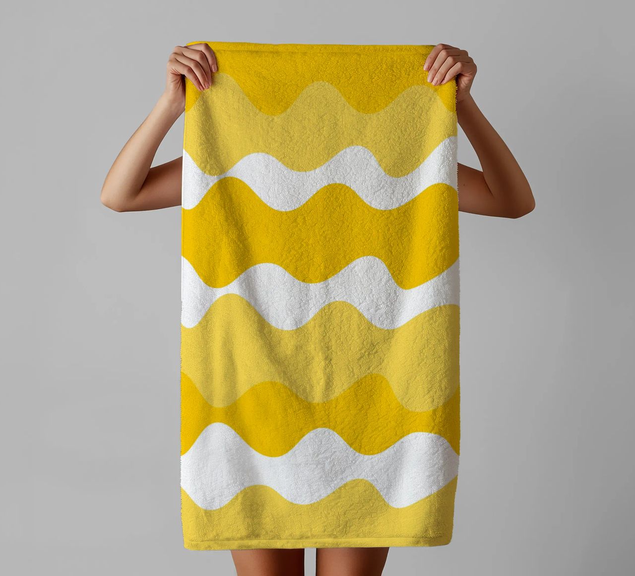 Yellow horizontal wavy gradient asciugamano da bagno da baobabprintstore