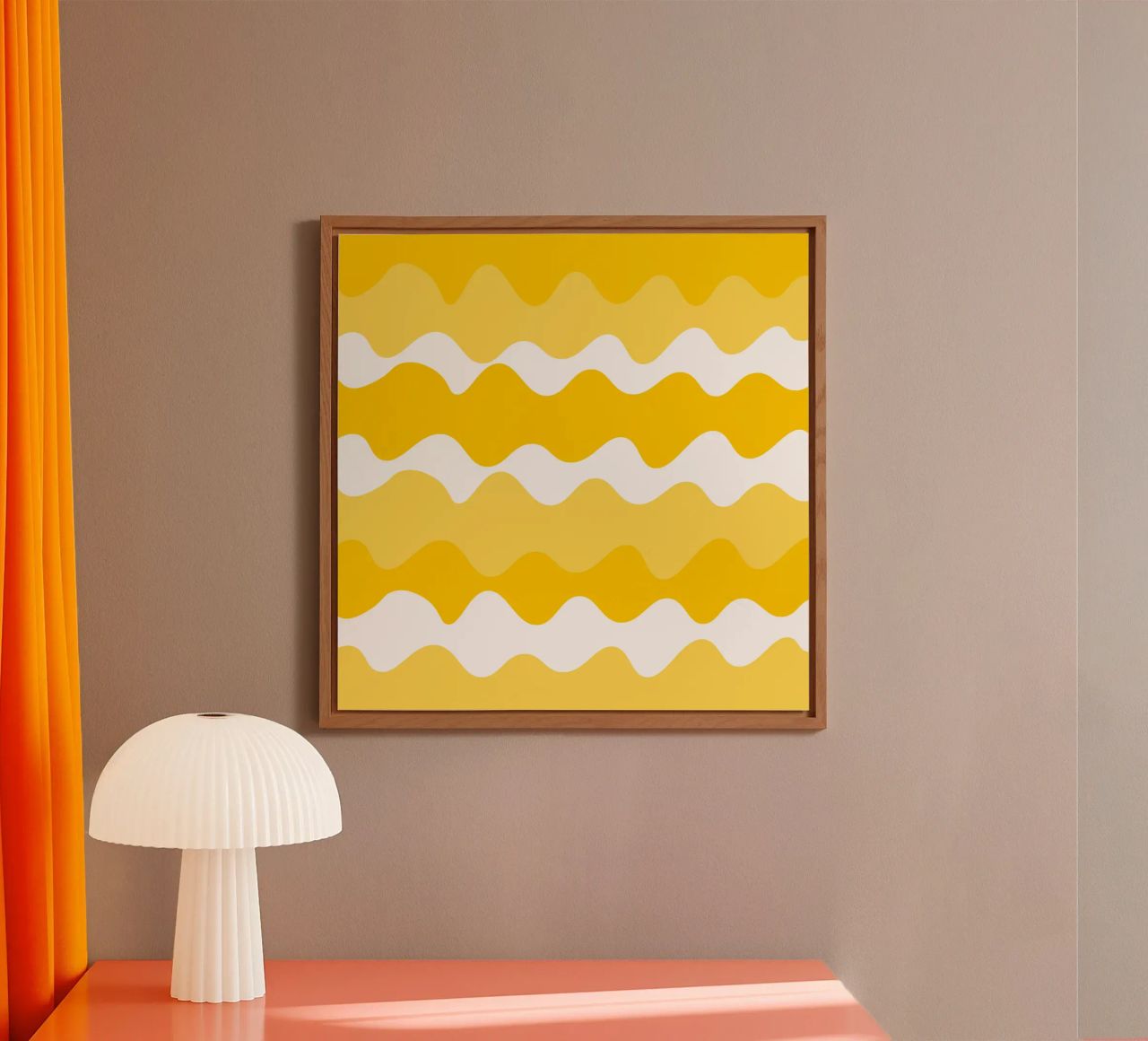 Yellow horizontal wavy gradient alluminio dibond da baobabprintstore