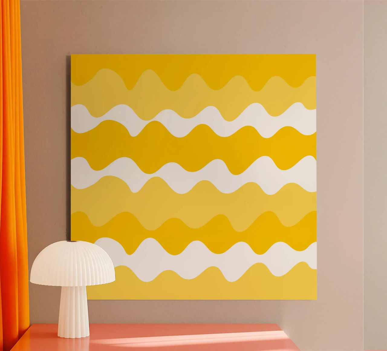 Yellow horizontal wavy gradient alluminio dibond da baobabprintstore