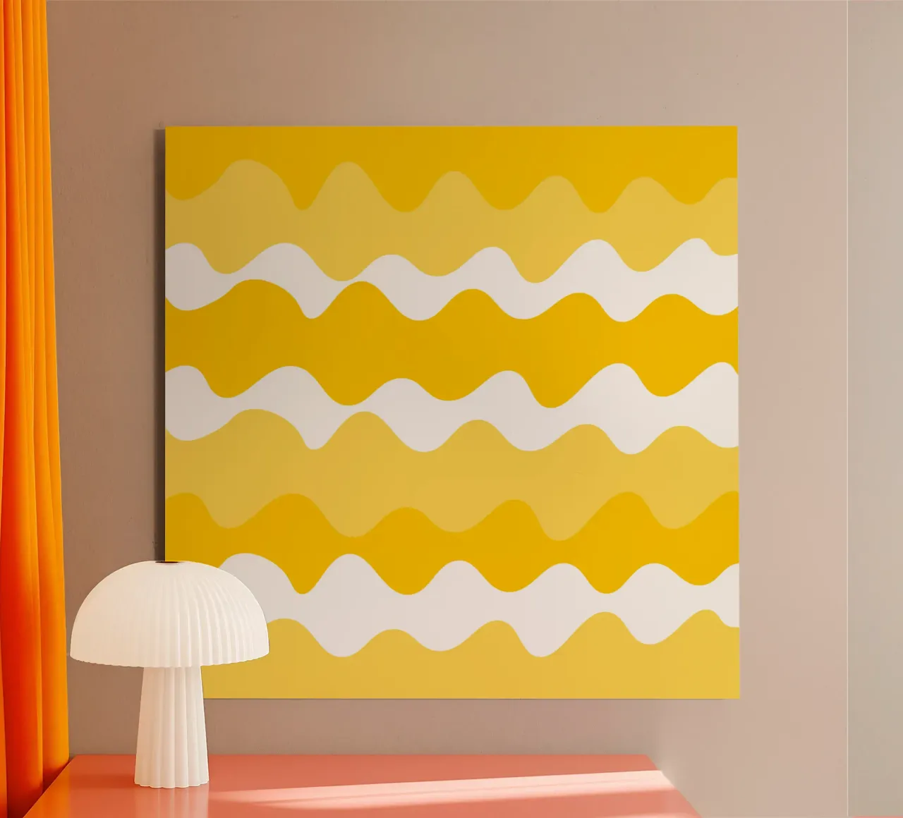 Yellow horizontal wavy gradient alluminio dibond da baobabprintstore
