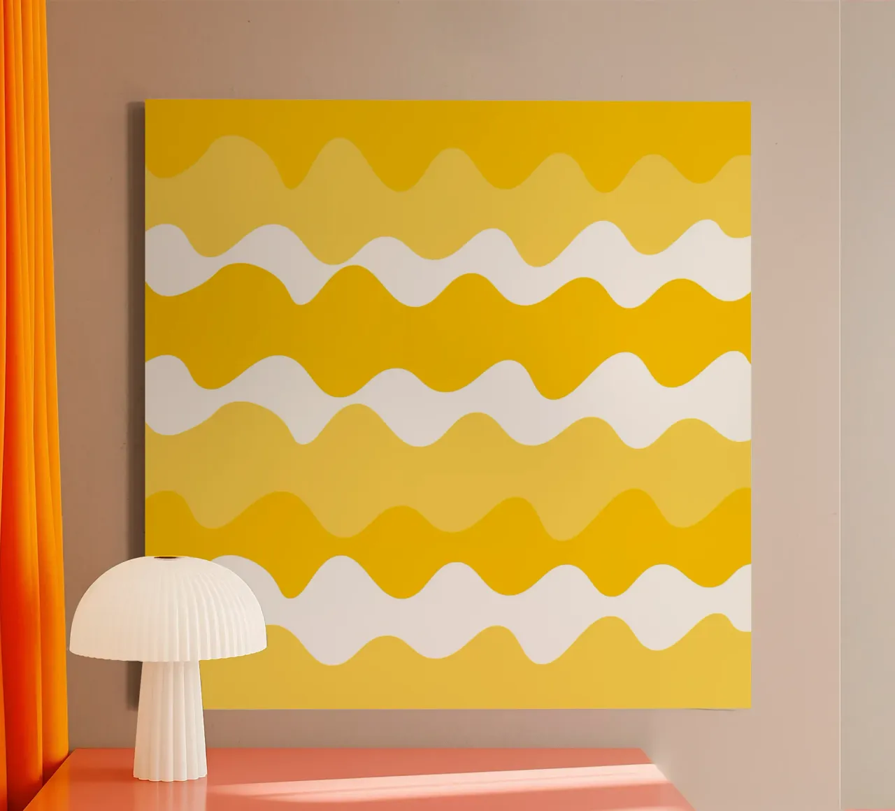Yellow horizontal wavy gradient tela da baobabprintstore