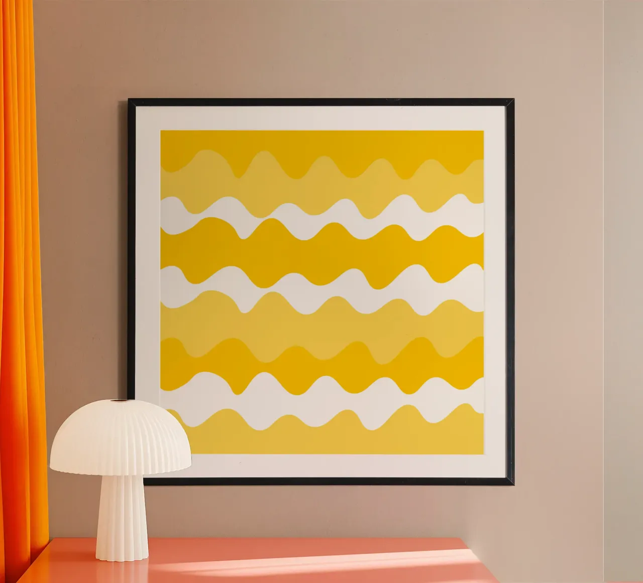 Yellow horizontal wavy gradient poster da baobabprintstore