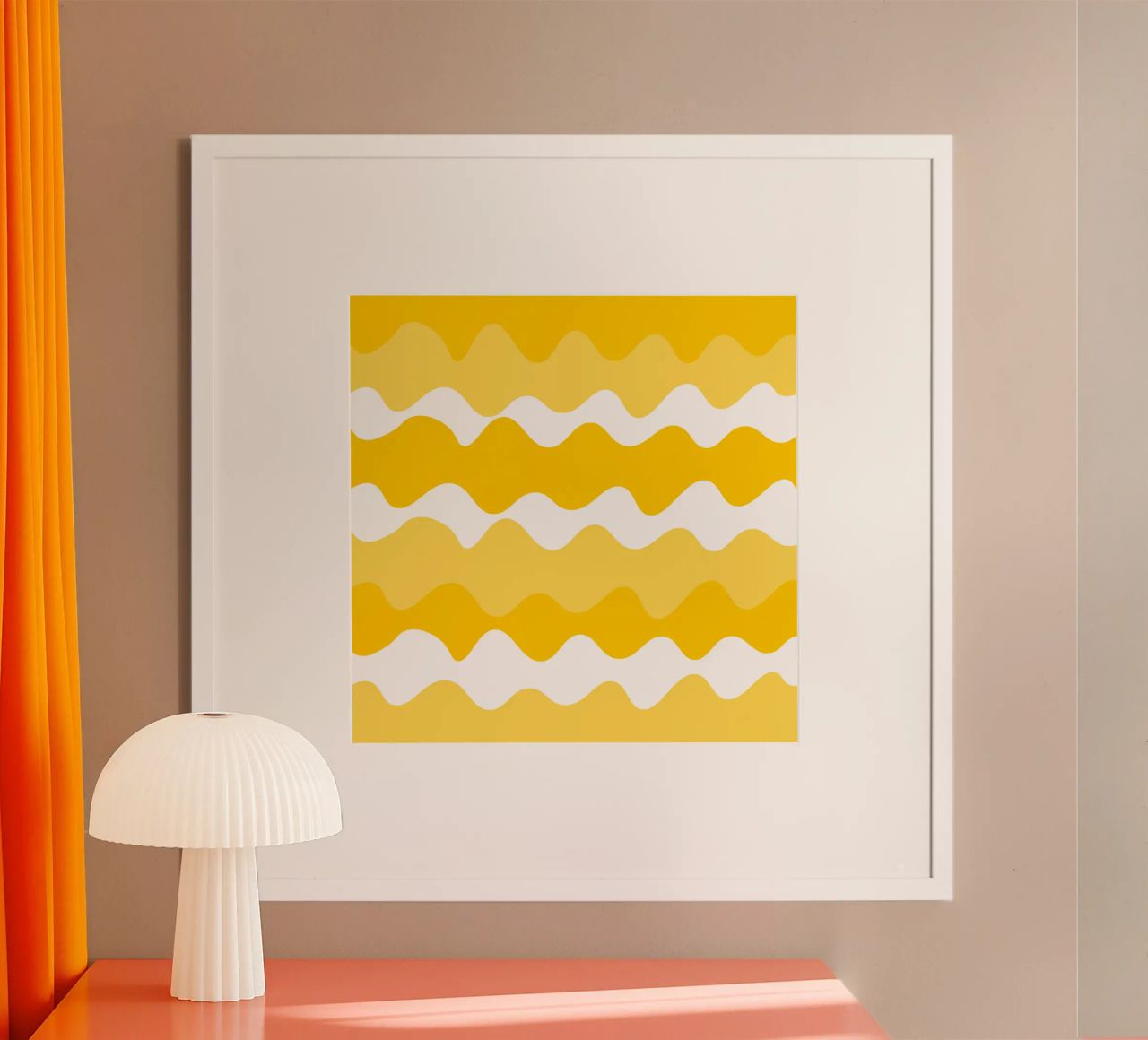 Yellow horizontal wavy gradient carta hahnemühle da baobabprintstore
