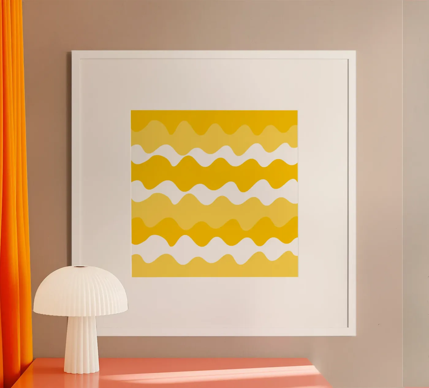 Yellow horizontal wavy gradient poster da baobabprintstore