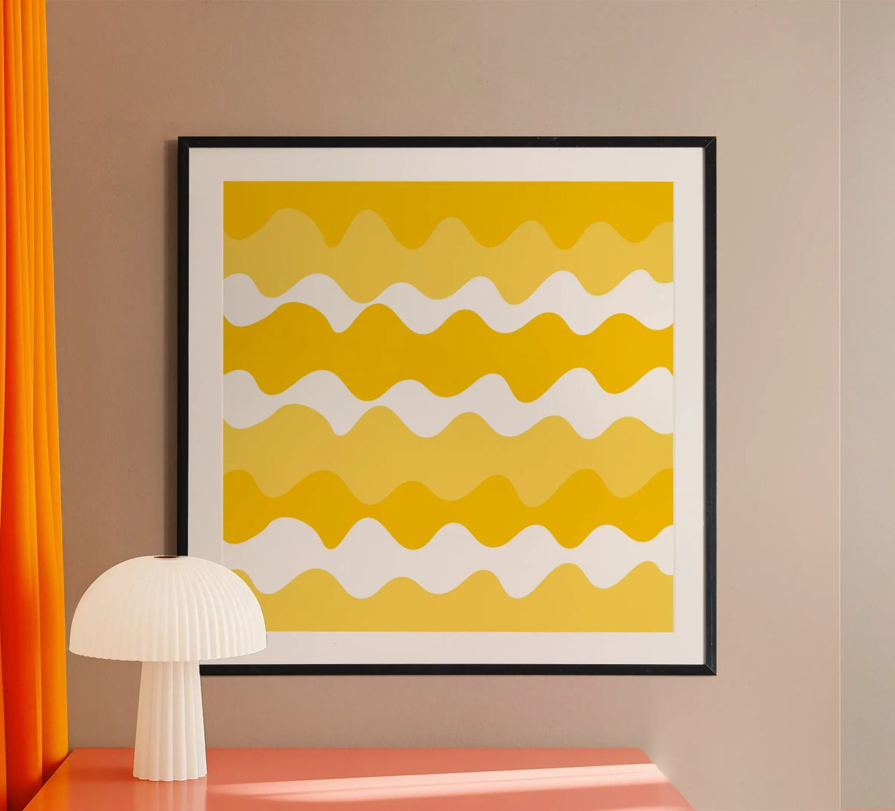 Yellow horizontal wavy gradient carta hahnemühle da baobabprintstore