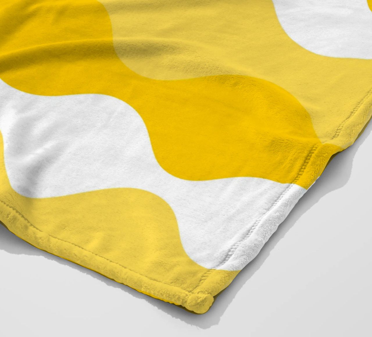 Yellow horizontal wavy gradient coperta in pile da baobabprintstore
