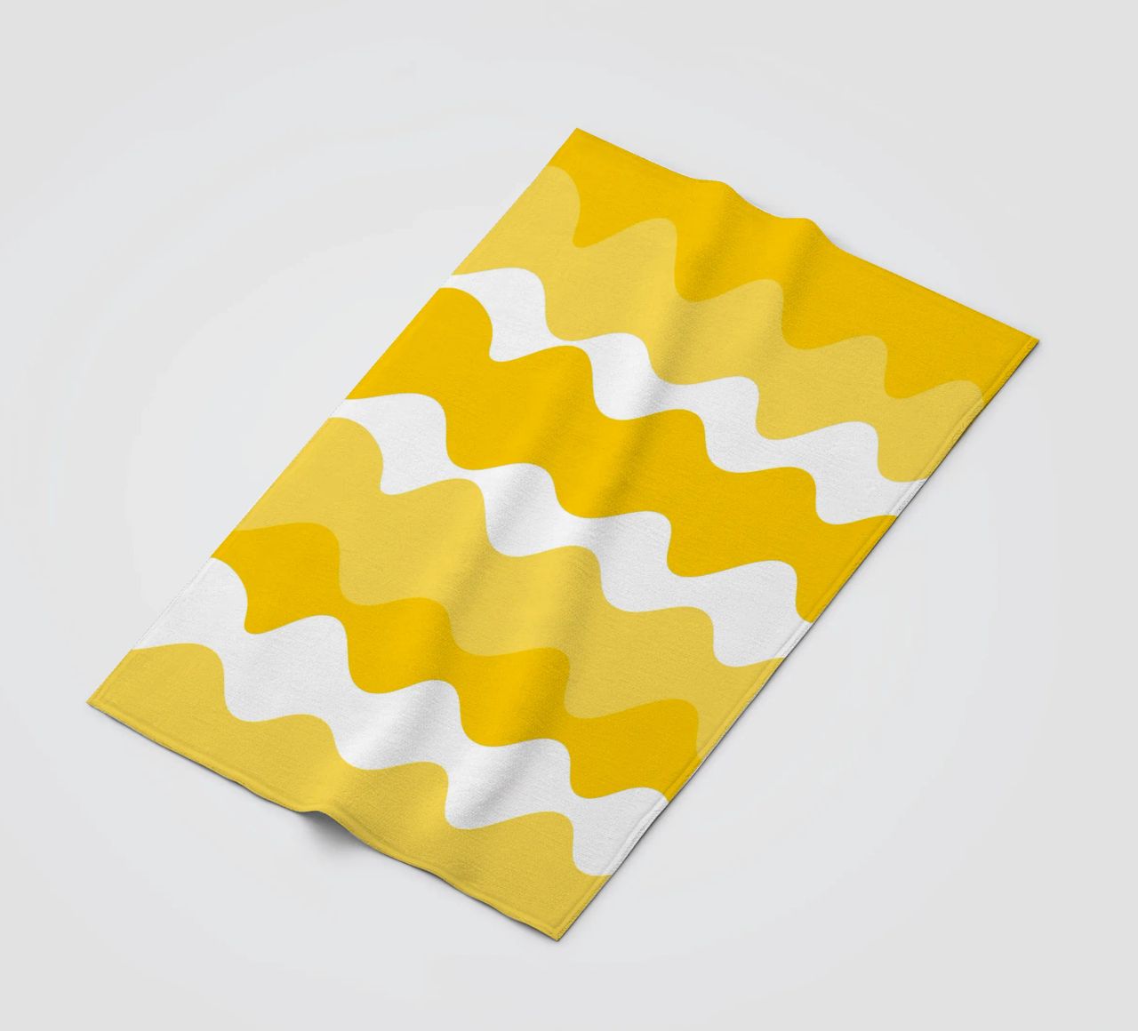 Yellow horizontal wavy gradient coperta in pile da baobabprintstore