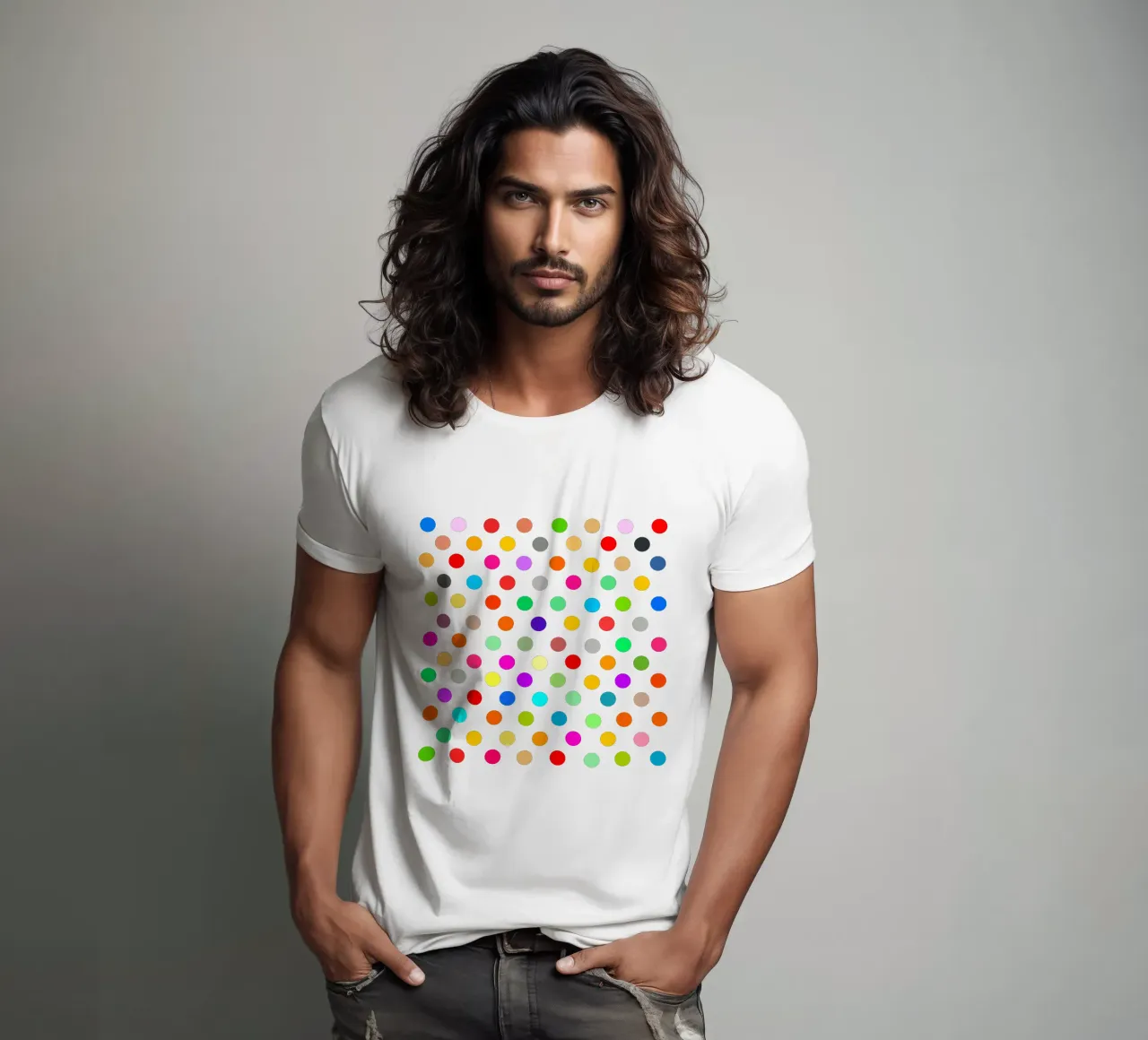 Bright polka dot pattern t-shirt da baobabprintstore