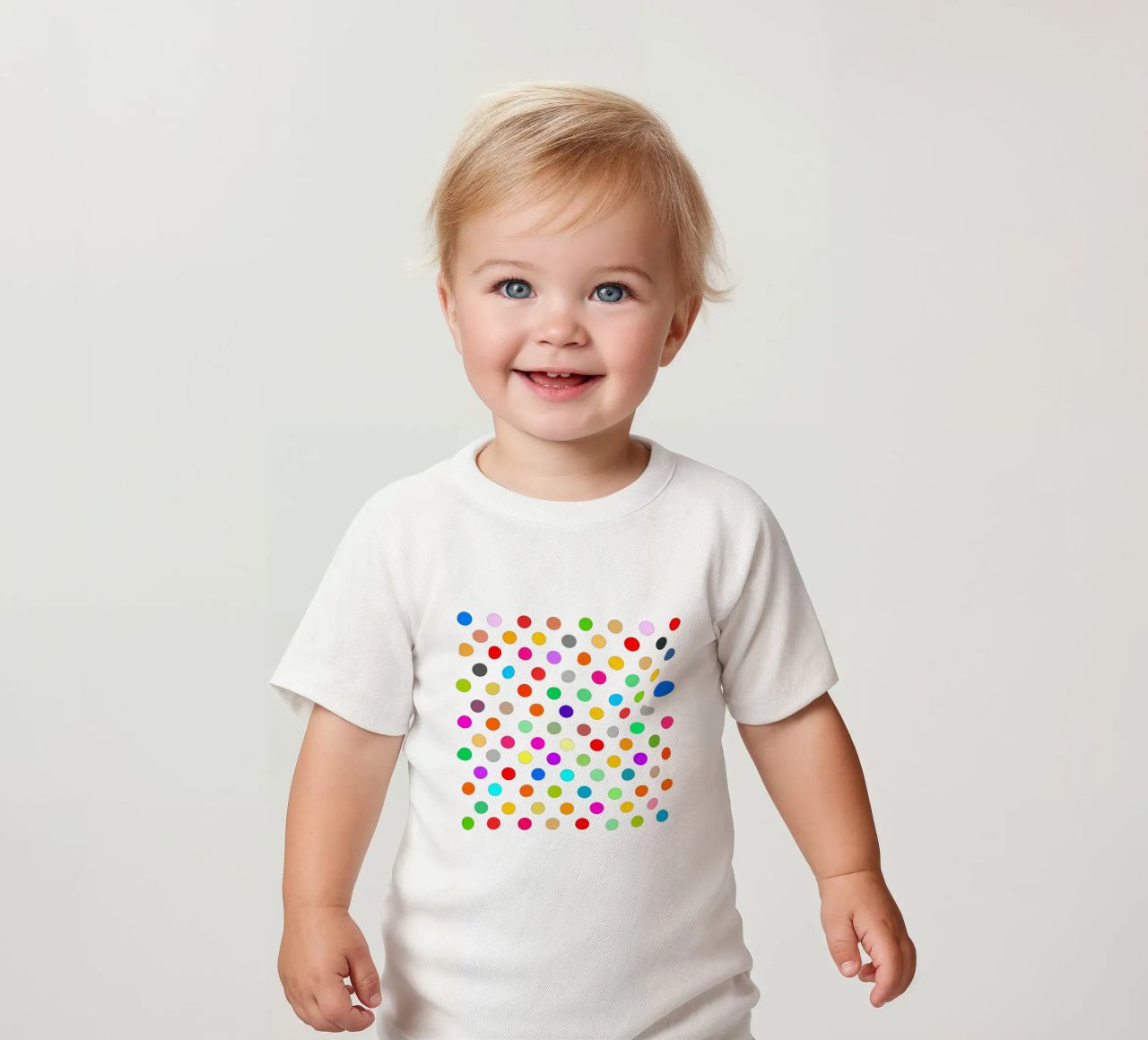 Bright polka dot pattern maglietta neonato da baobabprintstore