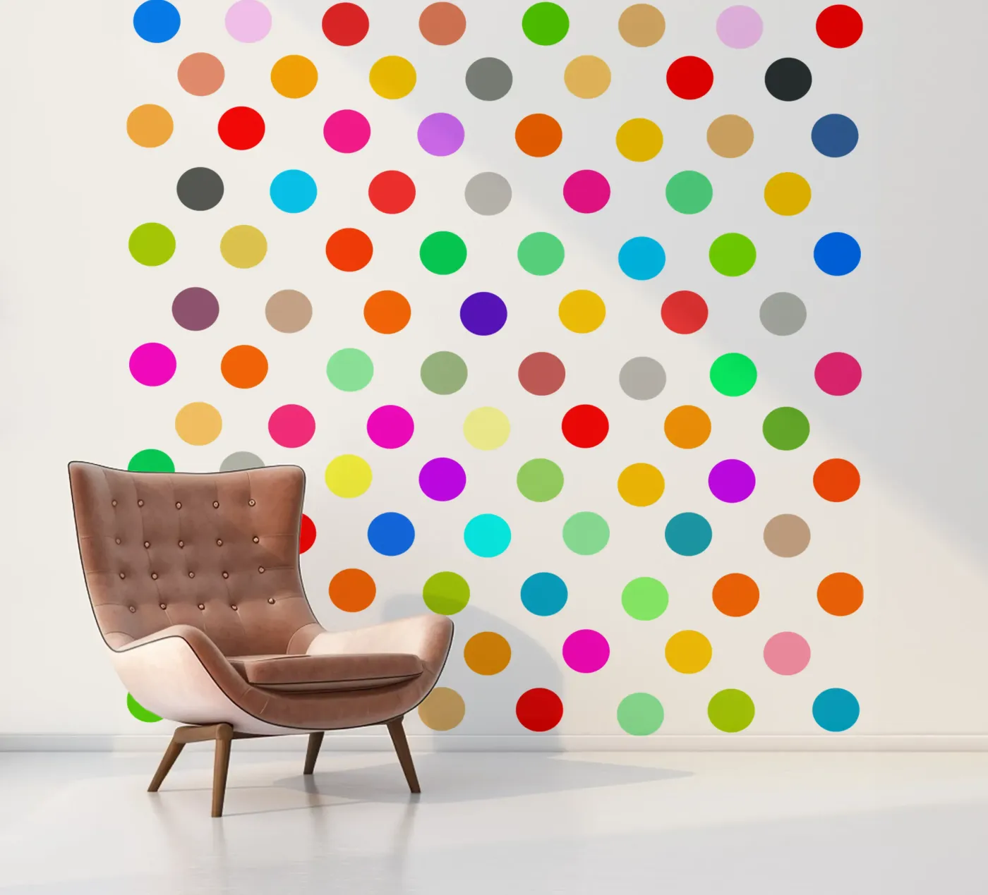 Bright polka dot pattern fotobehang van baobabprintstore