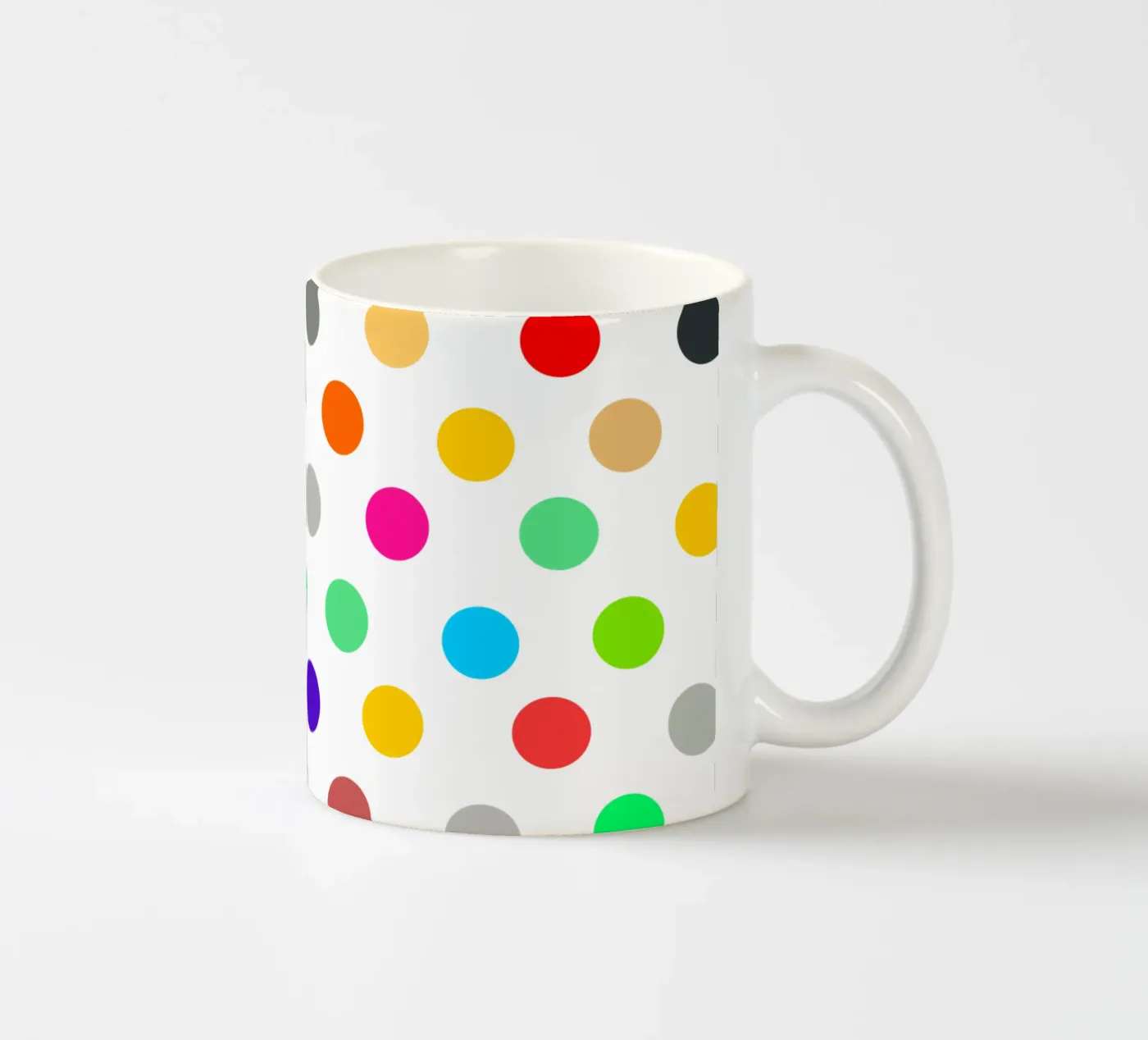 Bright polka dot pattern ceramic mug by baobabprintstore