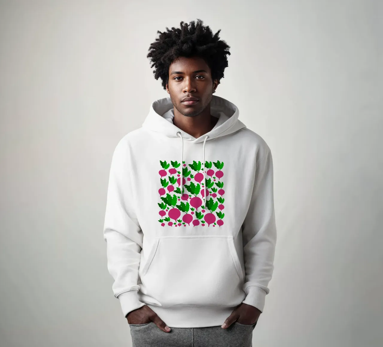 Radishes pattern felpa con cappuccio da baobabprintstore