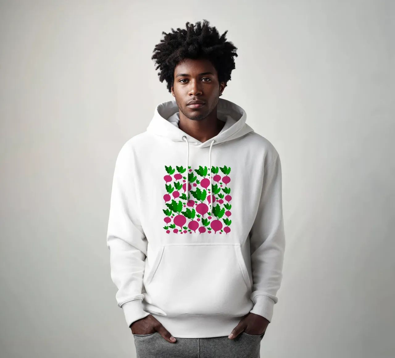 Radishes pattern felpa con cappuccio da baobabprintstore