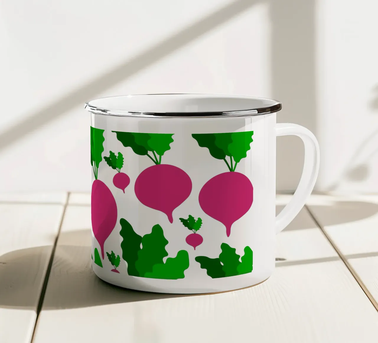 Radishes pattern tazza in smalto da baobabprintstore