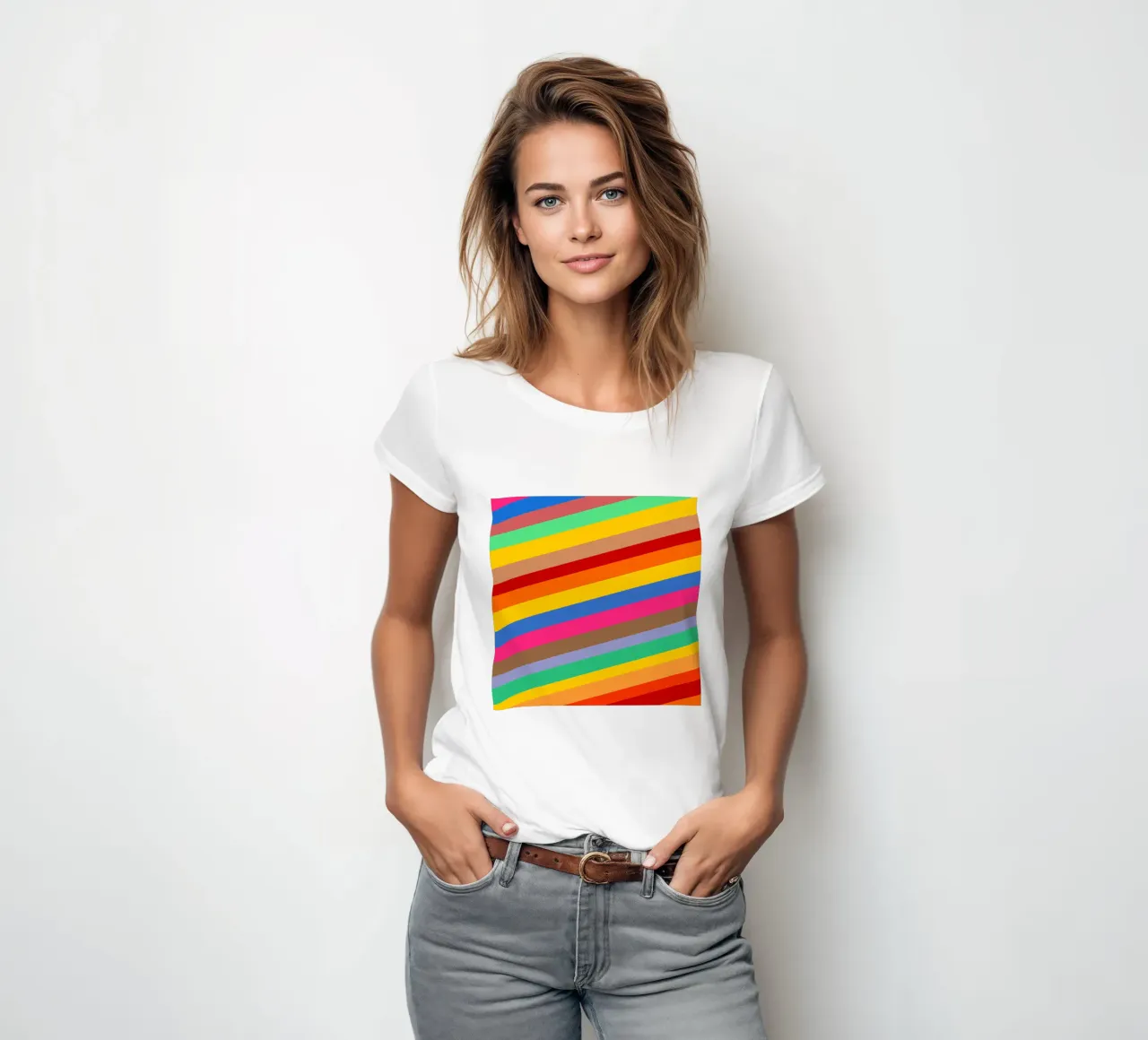 Retro slides pattern t-shirt da donna da baobabprintstore