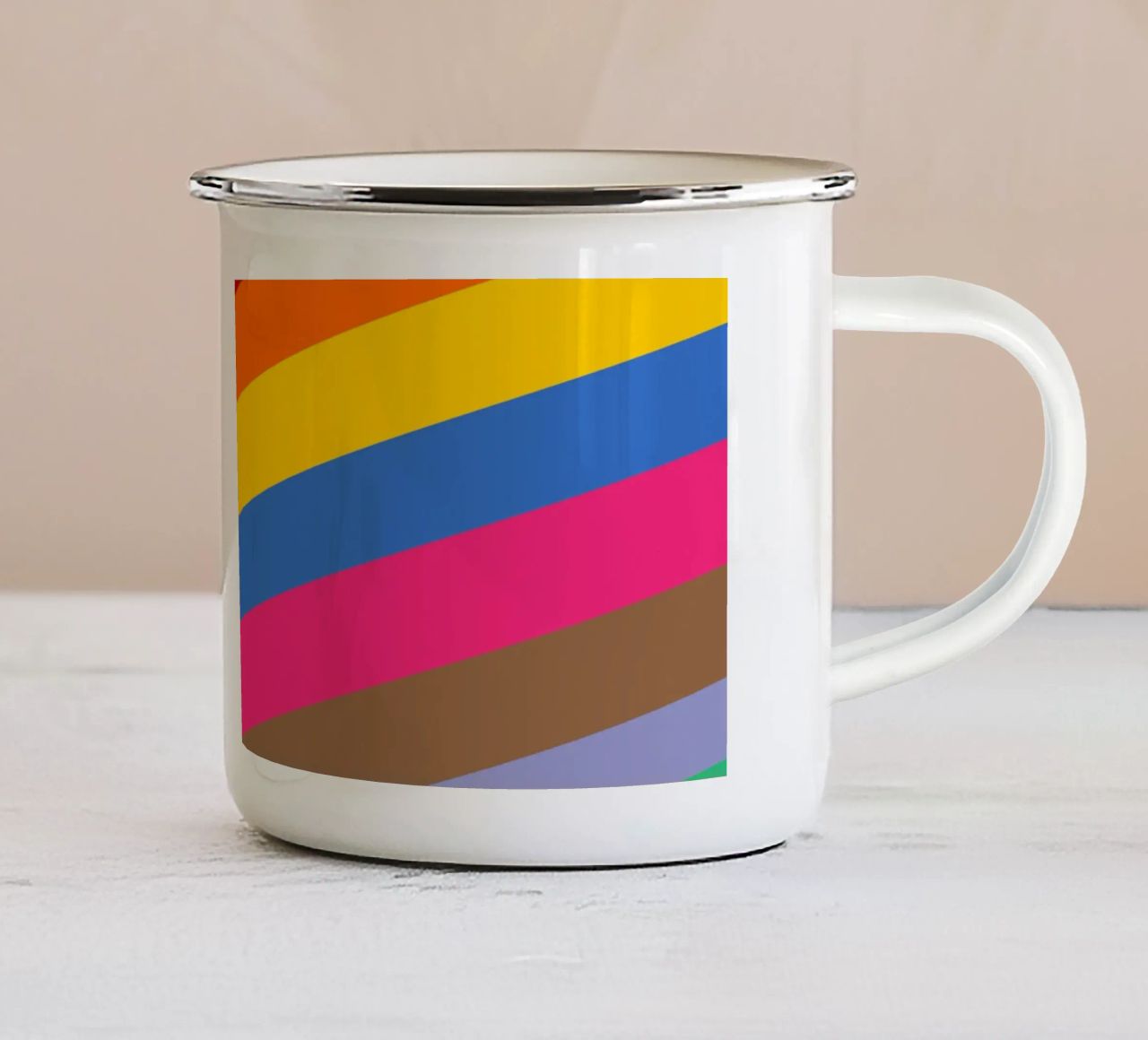 Retro slides pattern enamel mug by baobabprintstore