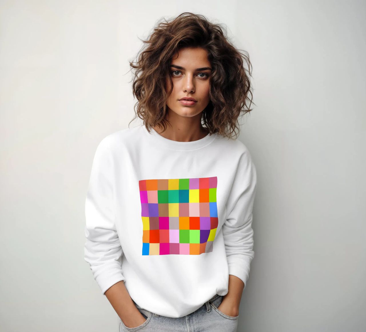 Colorful retro squares pattern felpa da baobabprintstore