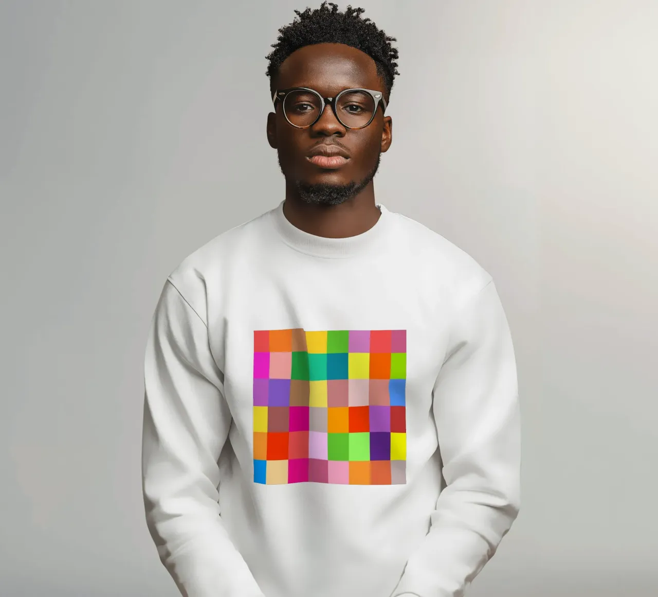 Colorful retro squares pattern sweatshirt van baobabprintstore