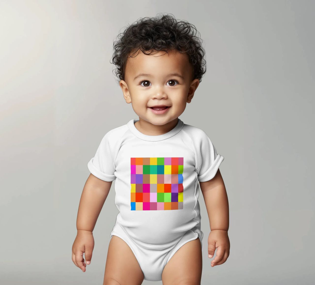 Colorful retro squares pattern body neonato maniche corte da baobabprintstore