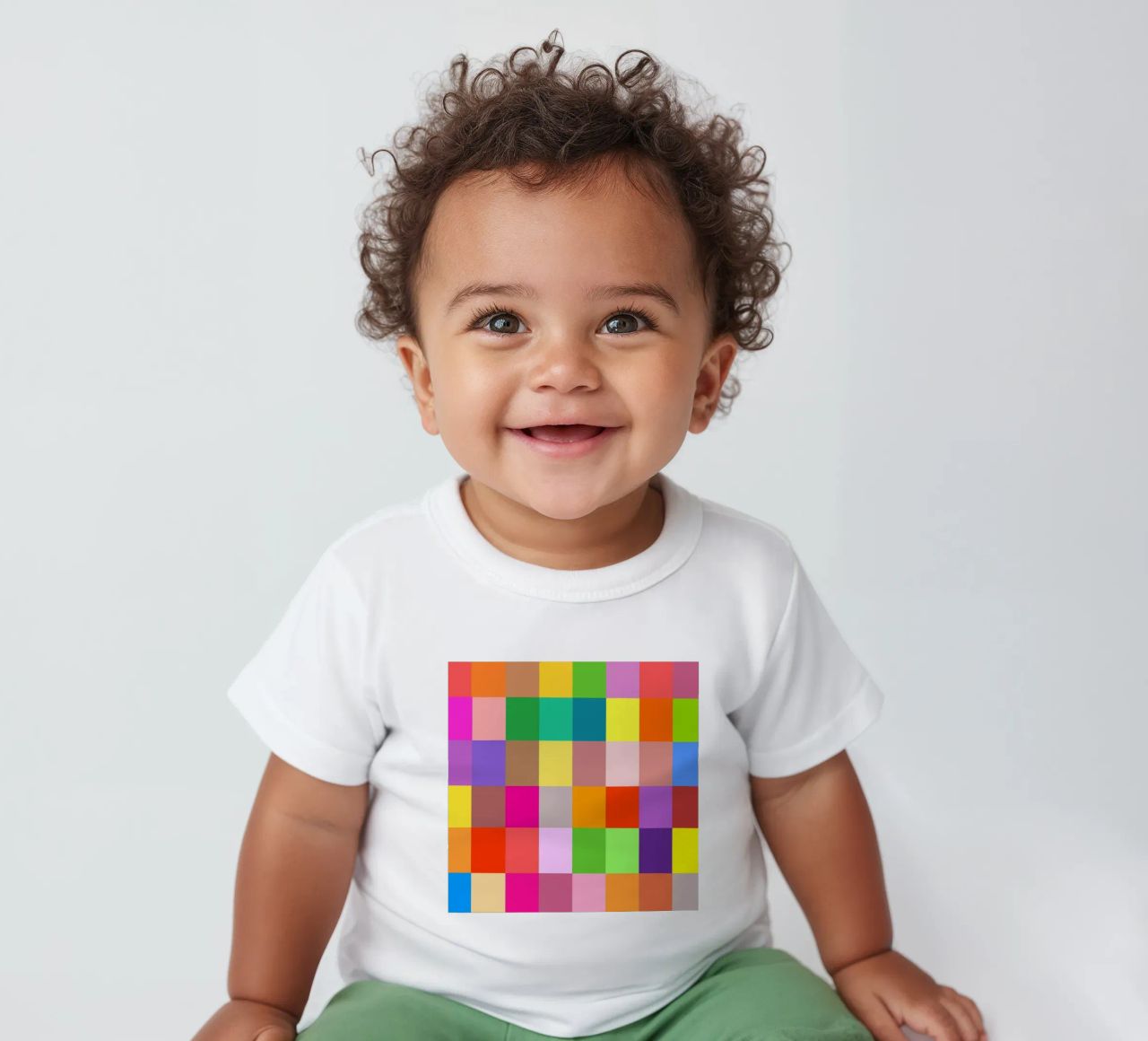 Colorful retro squares pattern maglietta neonato da baobabprintstore