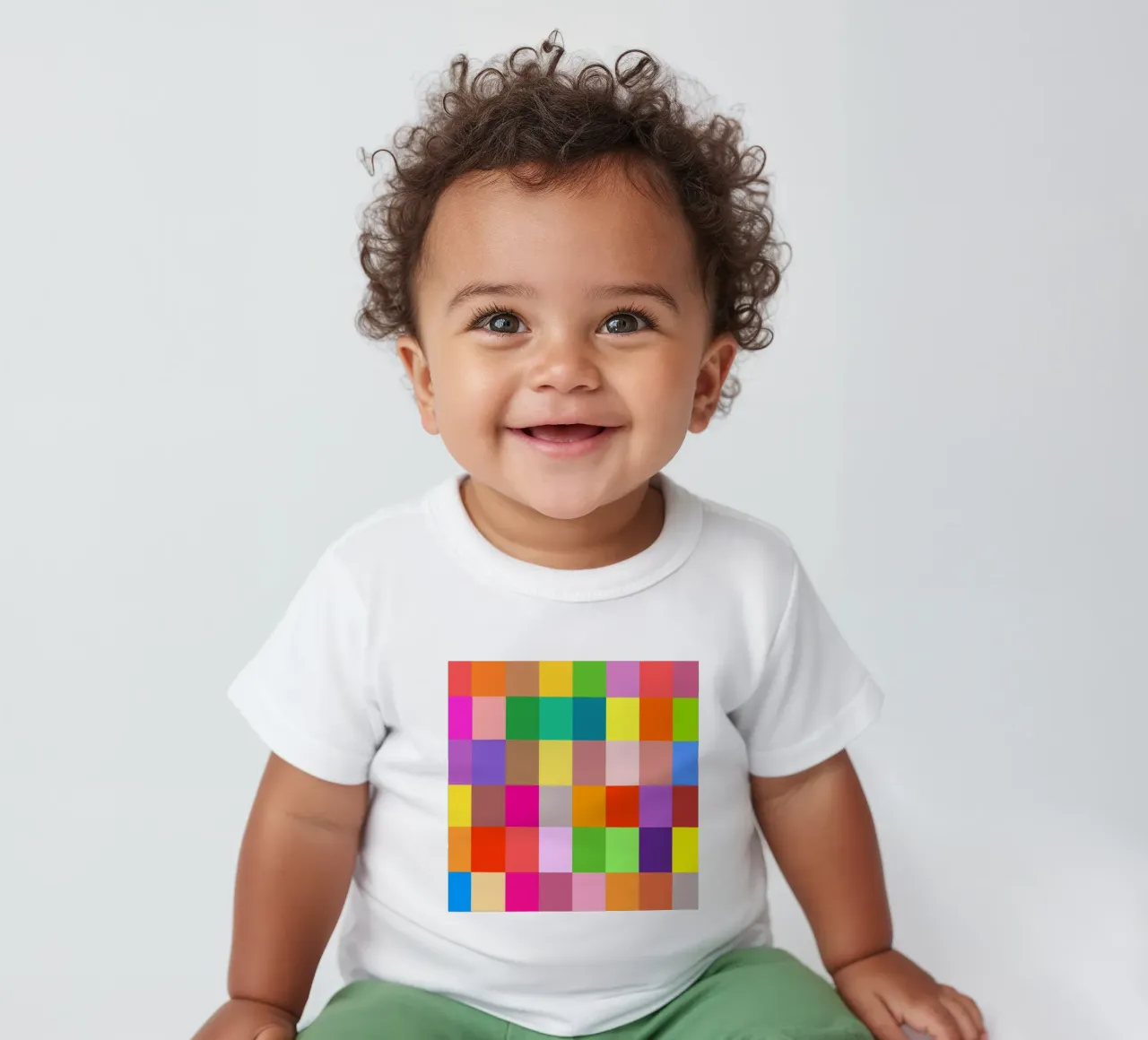 Colorful retro squares pattern baby t-shirt van baobabprintstore