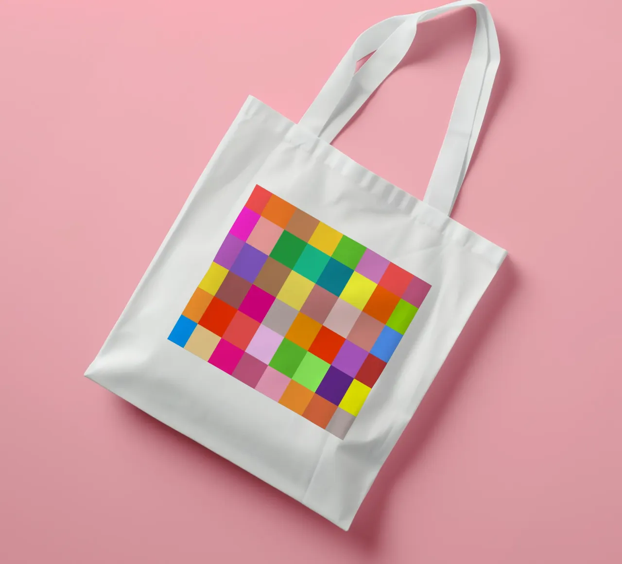Colorful retro squares pattern borsa in juta da baobabprintstore