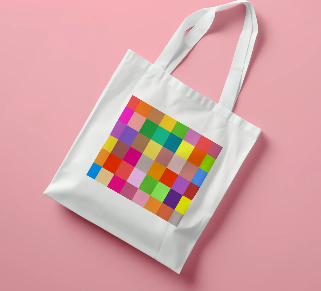Colorful retro squares pattern borsa in juta da baobabprintstore