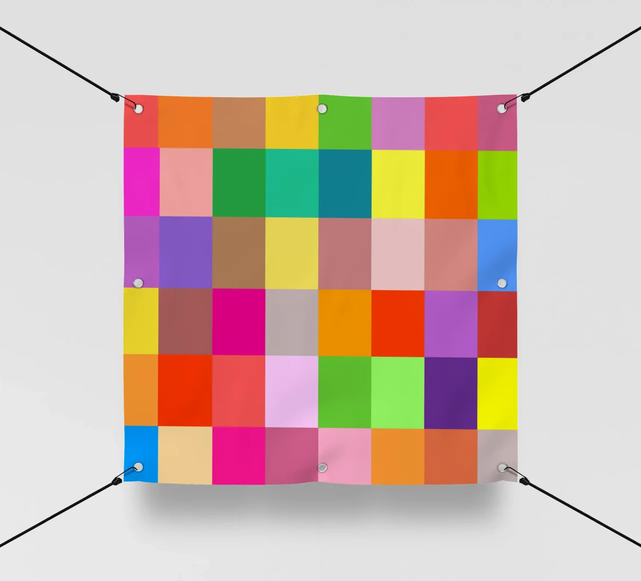 Colorful retro squares pattern telo in pvc da baobabprintstore