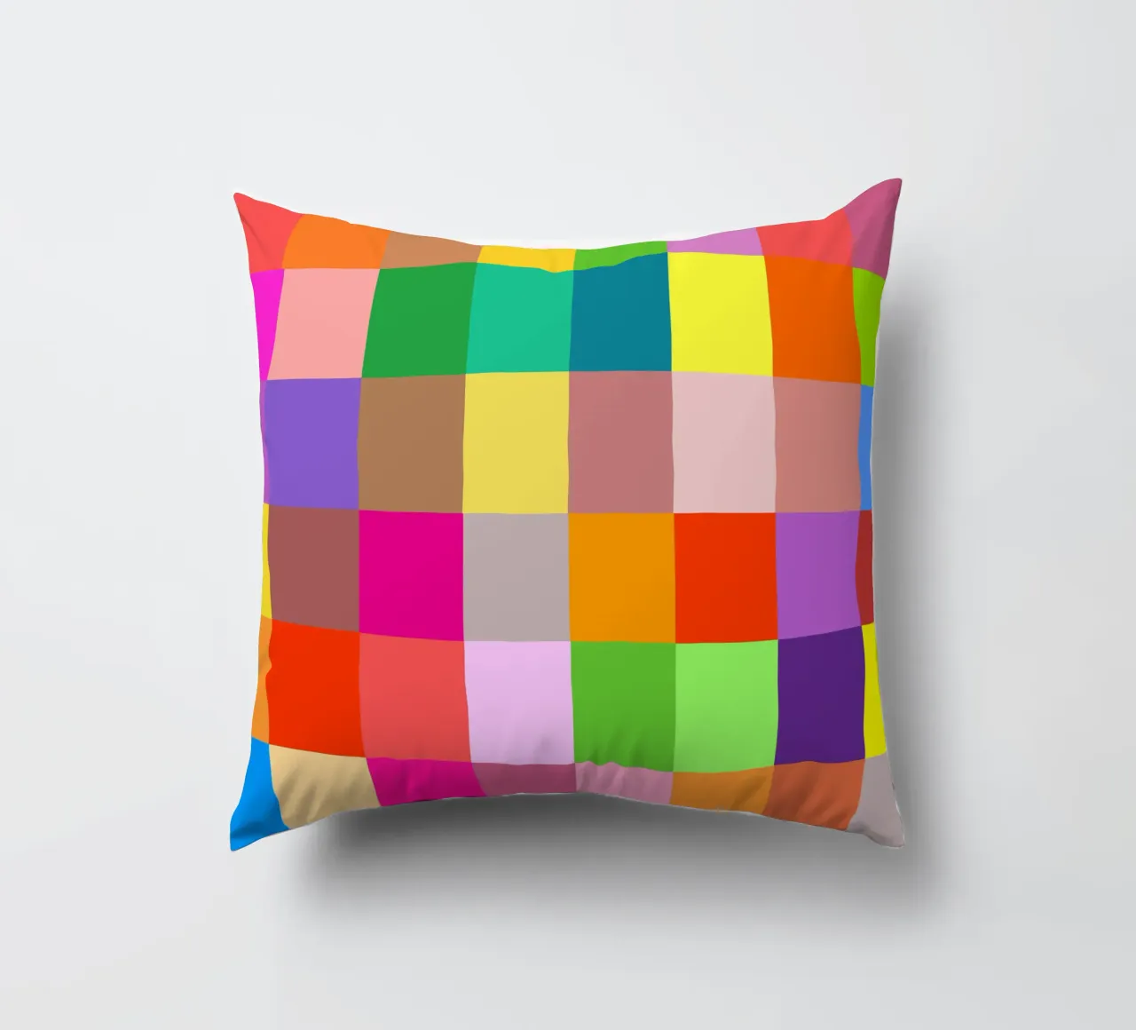 Colorful retro squares pattern cojín de baobabprintstore