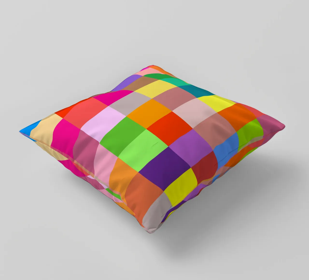 Colorful retro squares pattern cojín de baobabprintstore