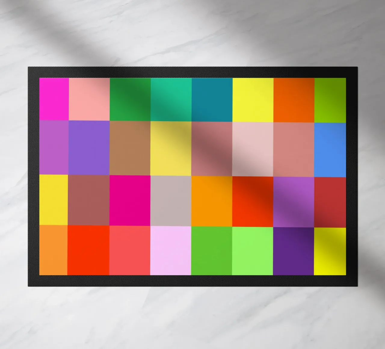 Colorful retro squares pattern paillasson de baobabprintstore