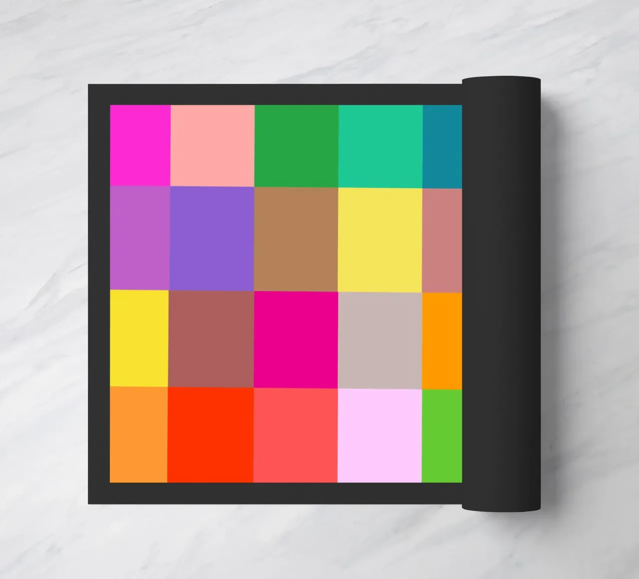Colorful retro squares pattern paillasson de baobabprintstore