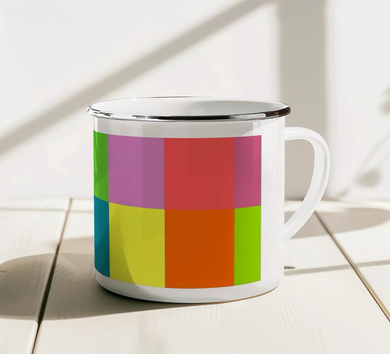 Colorful retro squares pattern tazza in smalto da baobabprintstore