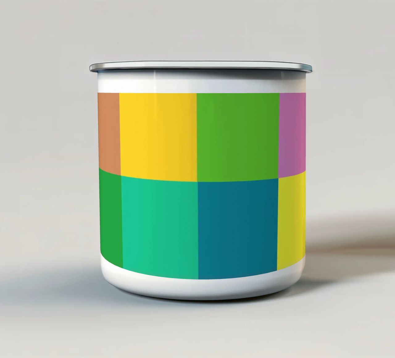 Colorful retro squares pattern tazza in smalto da baobabprintstore
