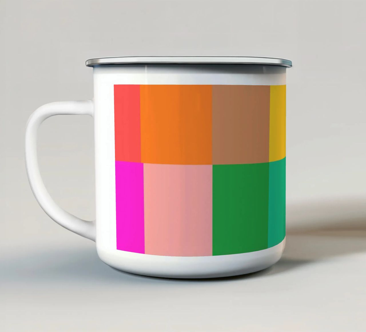 Colorful retro squares pattern tazza in smalto da baobabprintstore