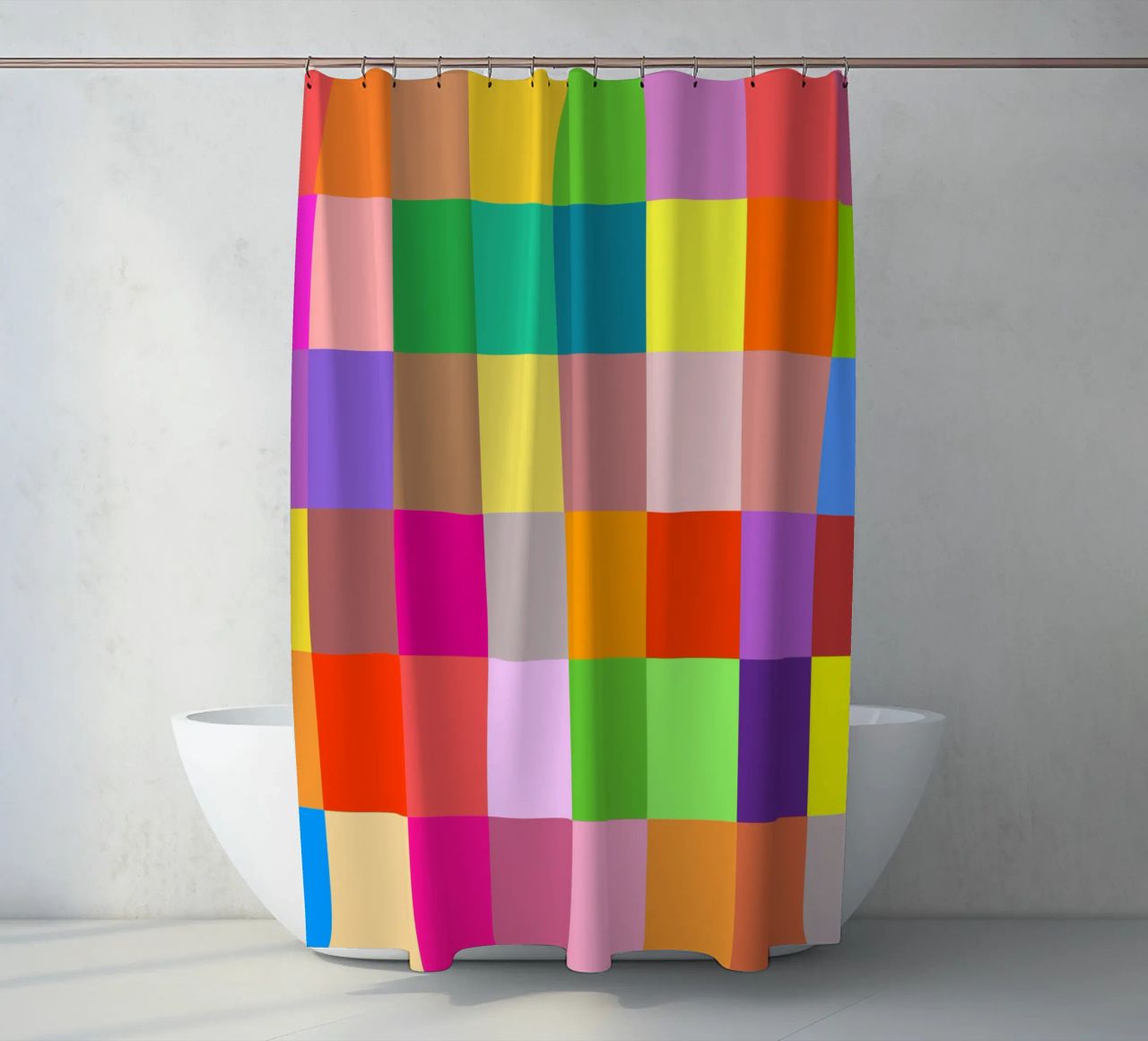 Colorful retro squares pattern tenda da doccia da baobabprintstore