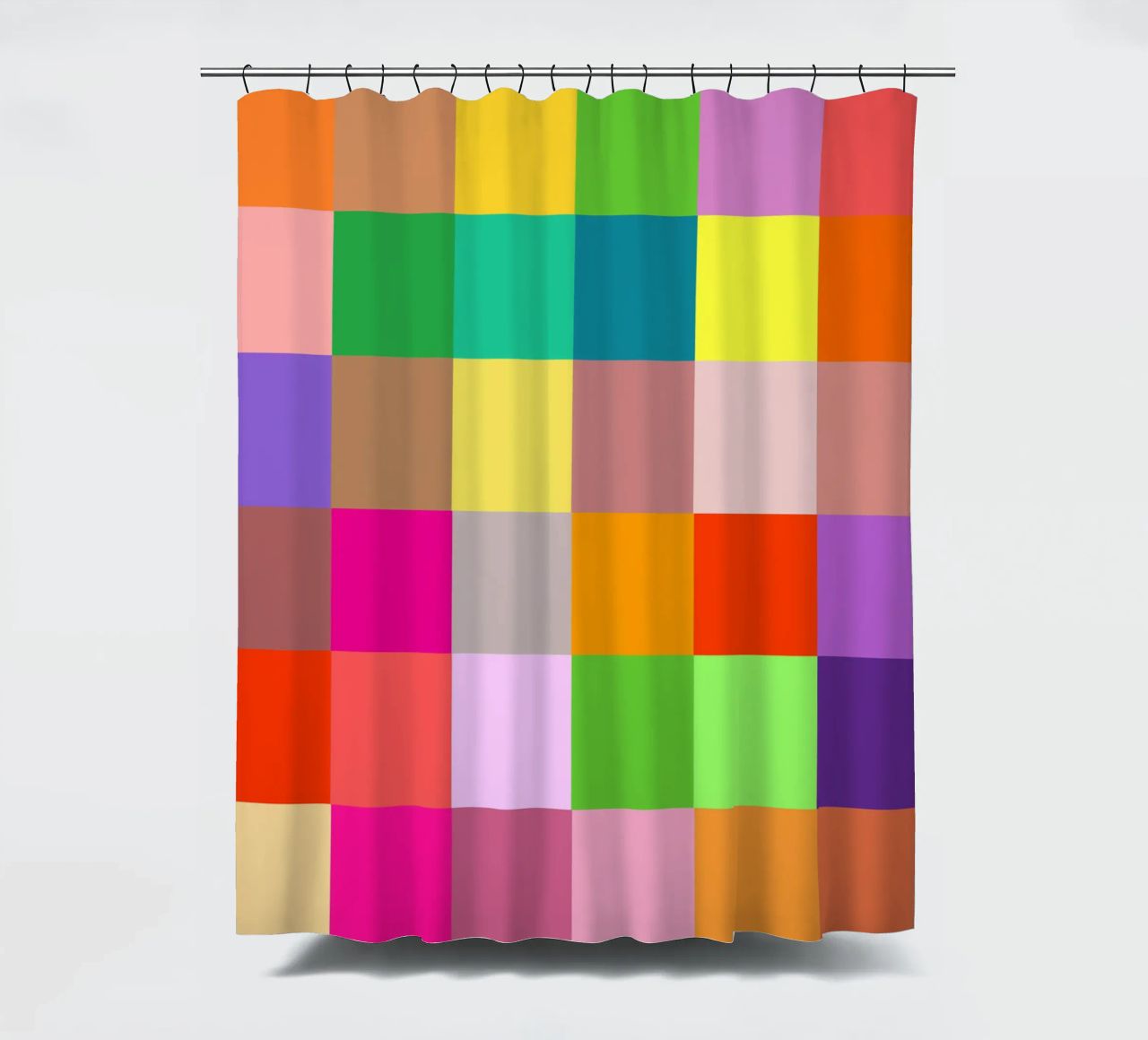 Colorful retro squares pattern tenda da doccia da baobabprintstore