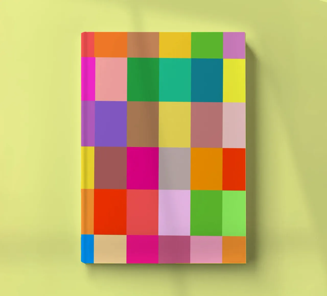 Colorful retro squares pattern notebook by baobabprintstore