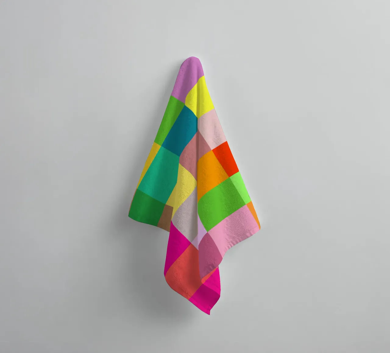 Colorful retro squares pattern towel by baobabprintstore