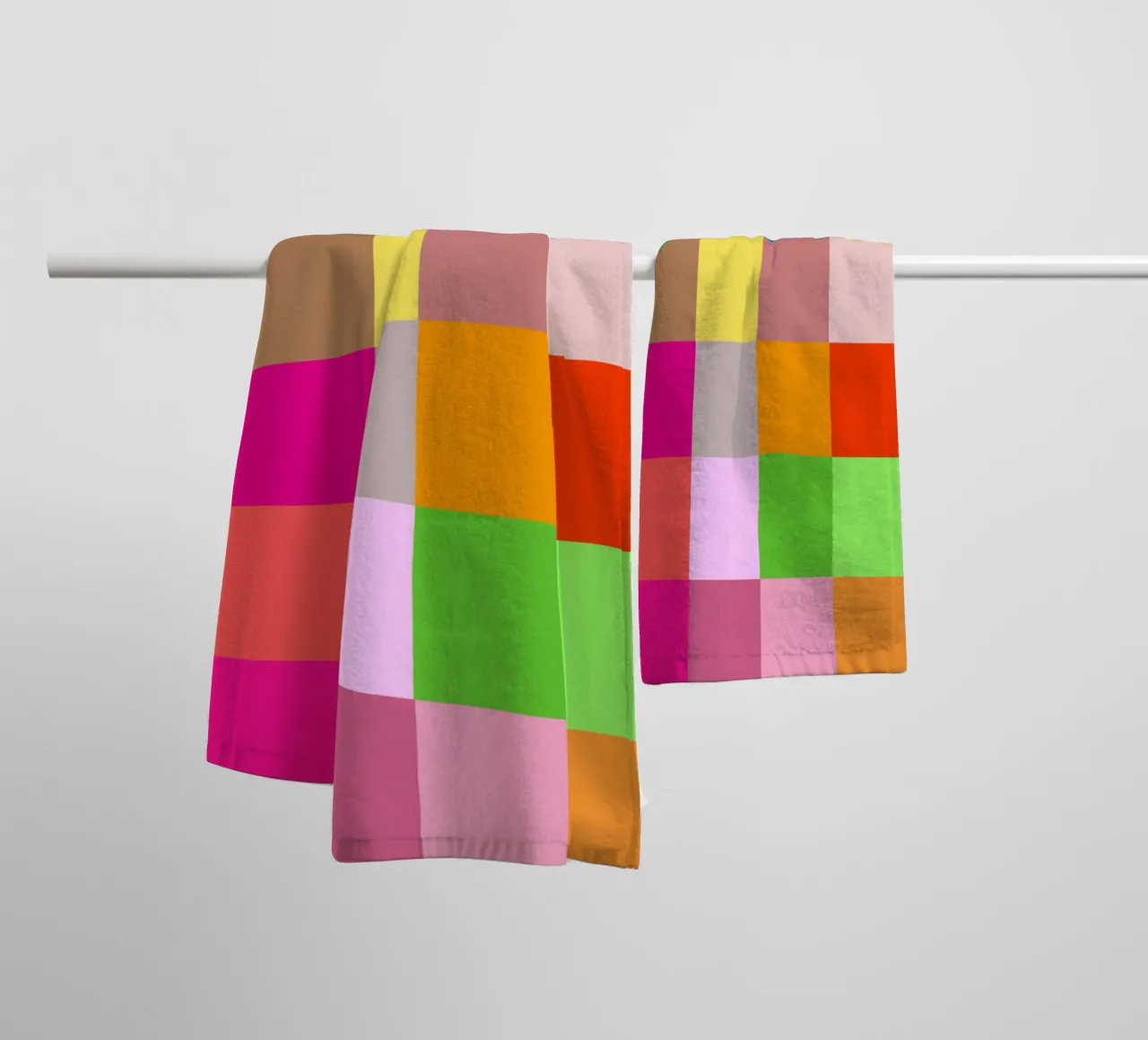 Colorful retro squares pattern towel by baobabprintstore