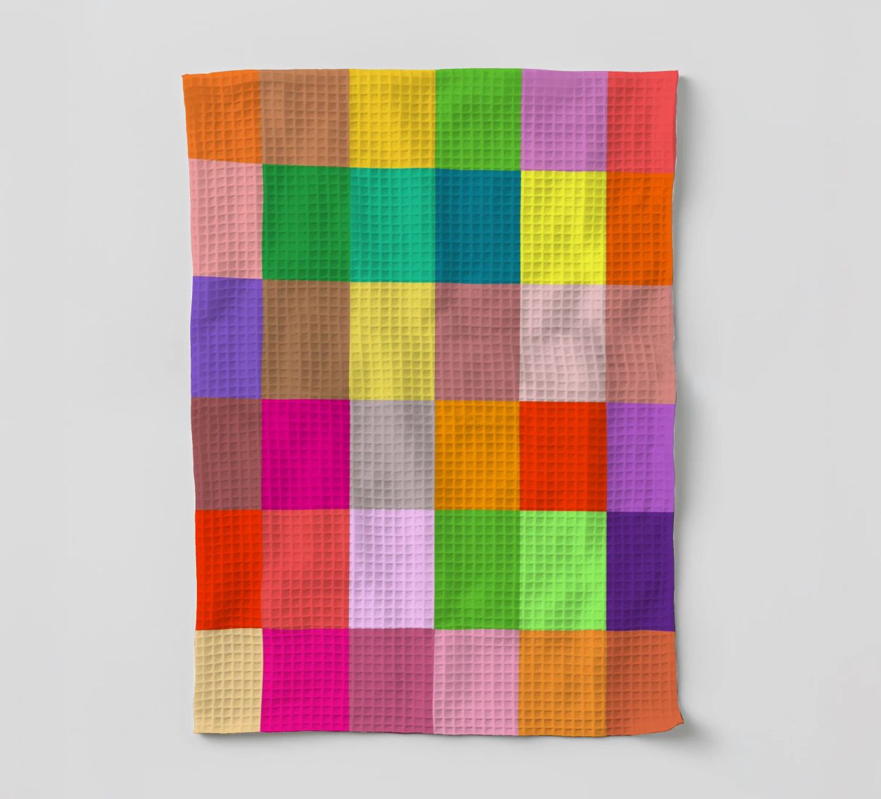 Colorful retro squares pattern canovaccio da cucina da baobabprintstore